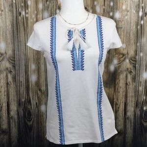 Women's Tommy Hilfiger Blouse Ivory Blue Tribal